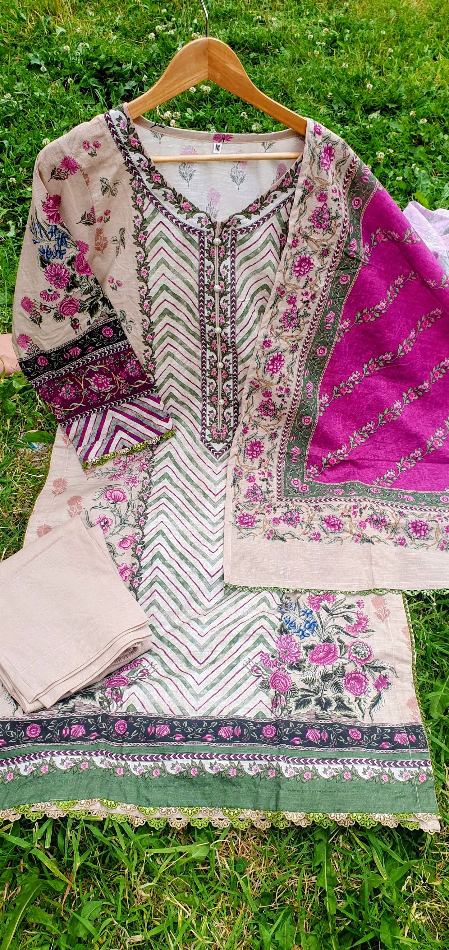 AAA Ethnic khaddar stitched 3-piece 21" Medium 22" Large