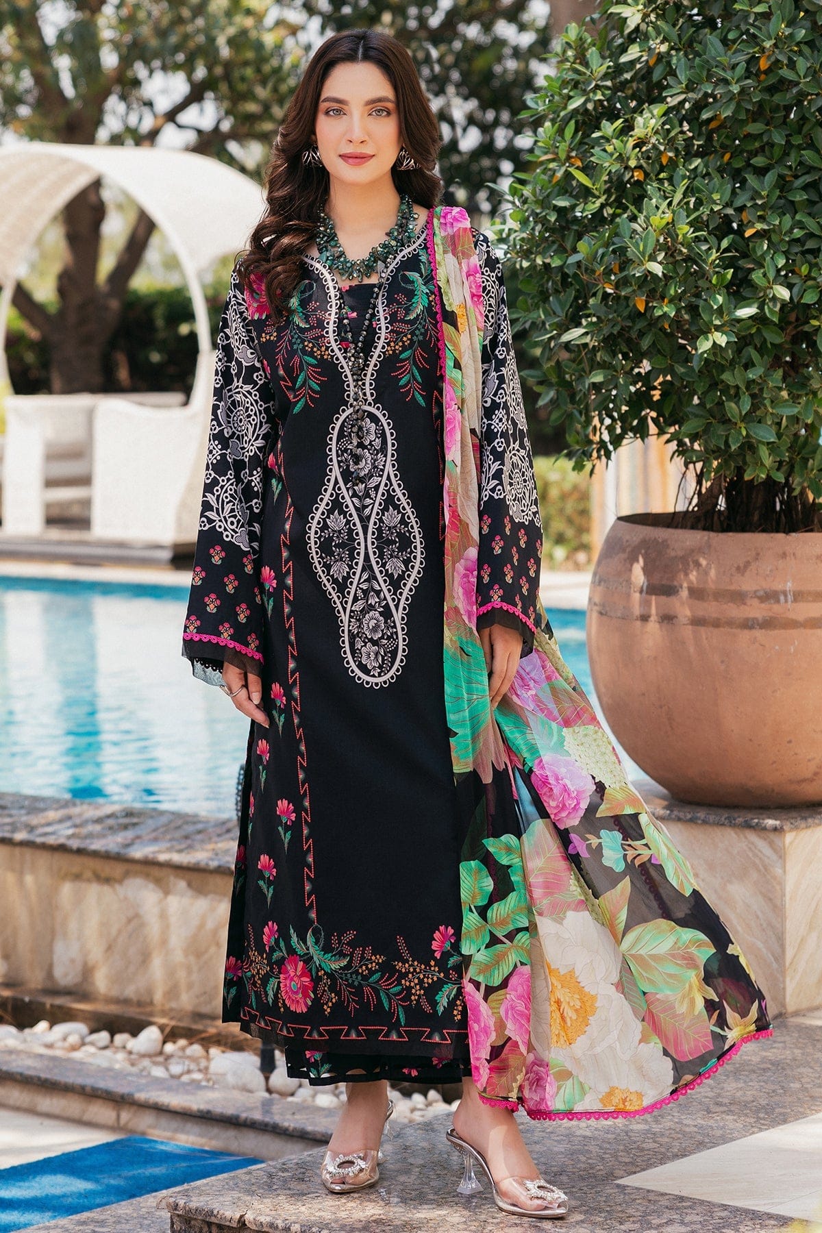 AAA Charizma Lawn 3-piece stitched by tailor with chiffon dupatta 22" 23" size