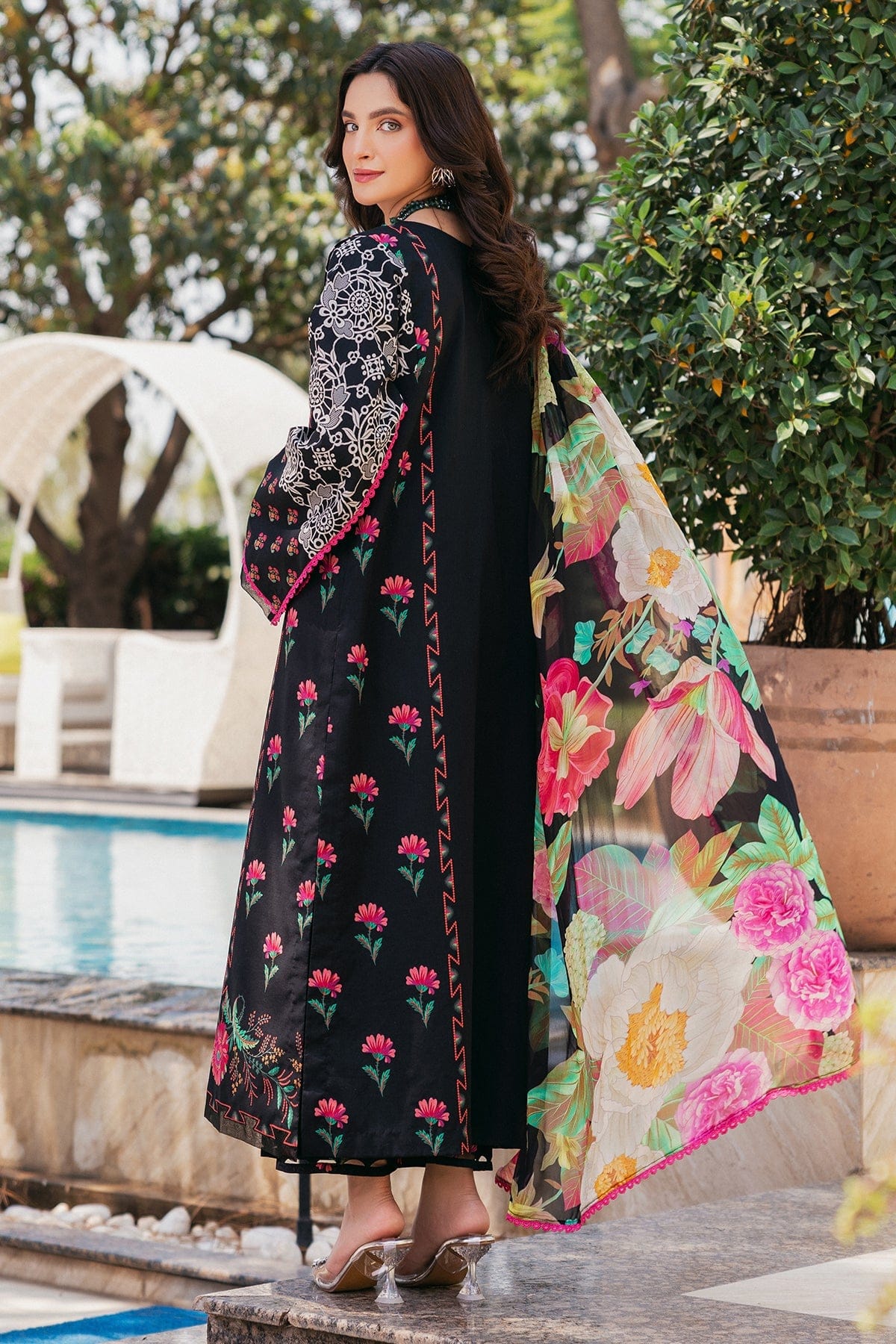 AAA Charizma Lawn 3-piece stitched by tailor with chiffon dupatta 22" 23" size