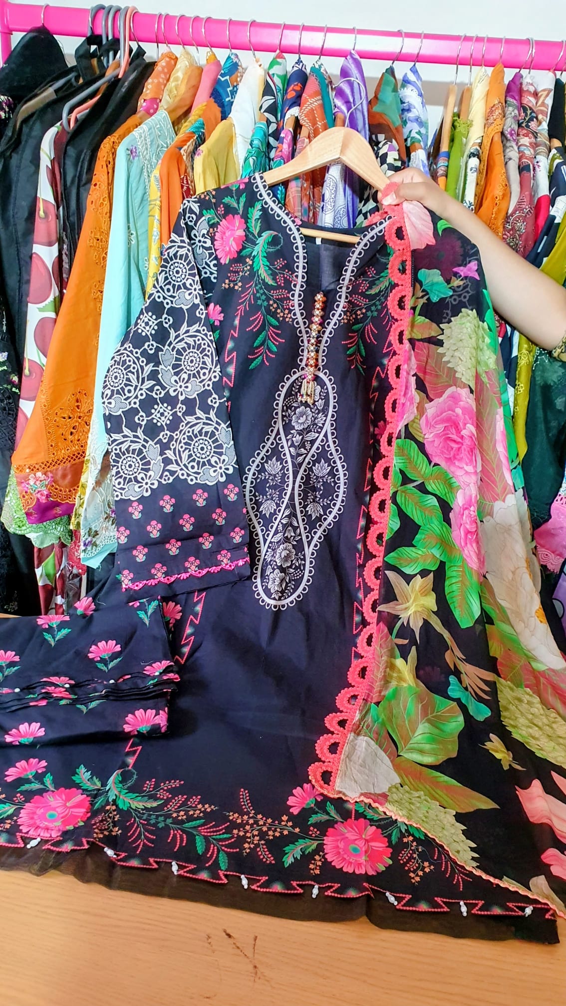 AAA Charizma Lawn 3-piece stitched by tailor with chiffon dupatta 22" 23" size