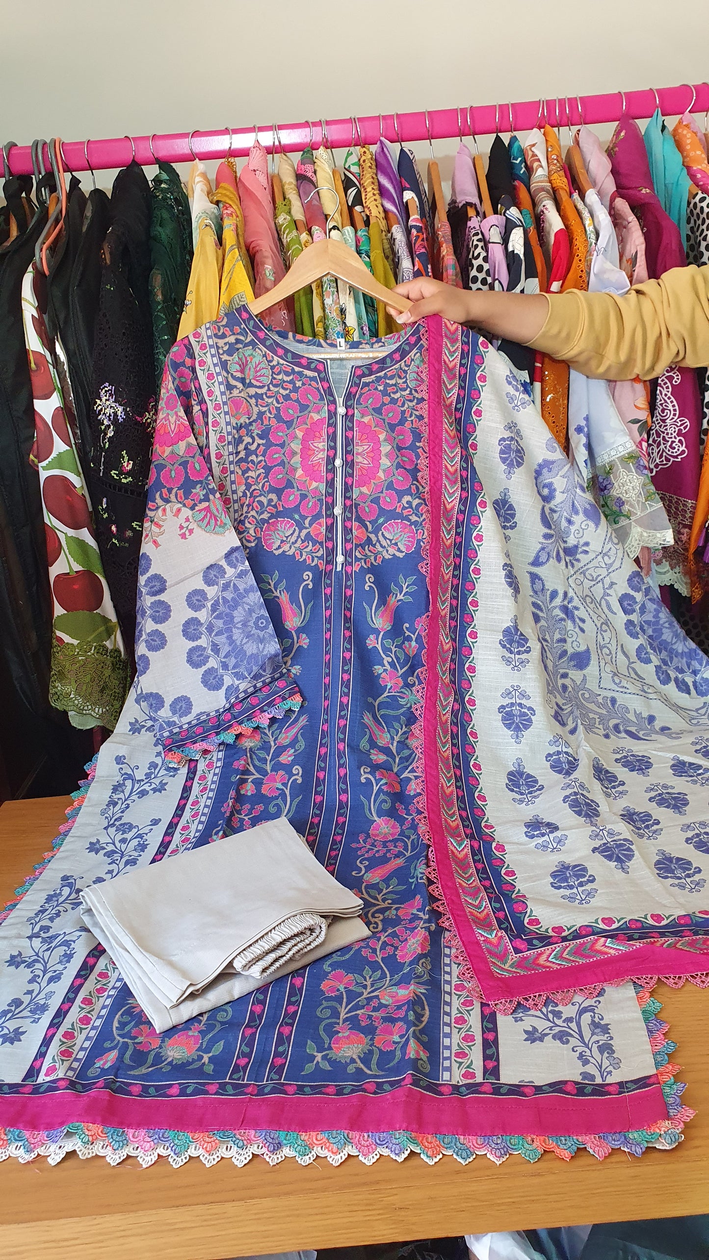 AAA Ethic Khaddar original 3-Piece stitched M and Large size Length 45 to 46