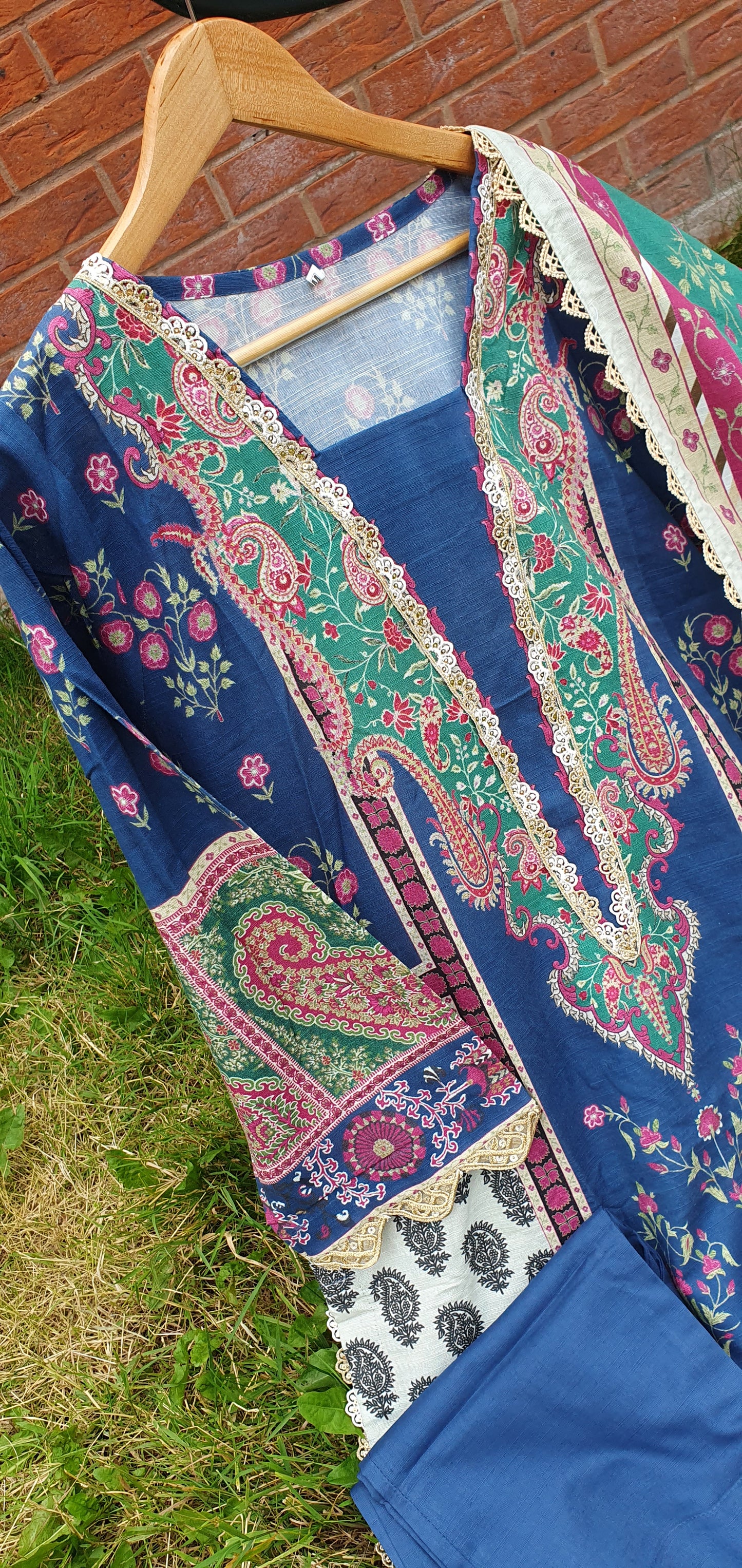AAA Ethnic Original khaddar 3-piece stitched 21" Medium and 22" Large Length 44 to 46"